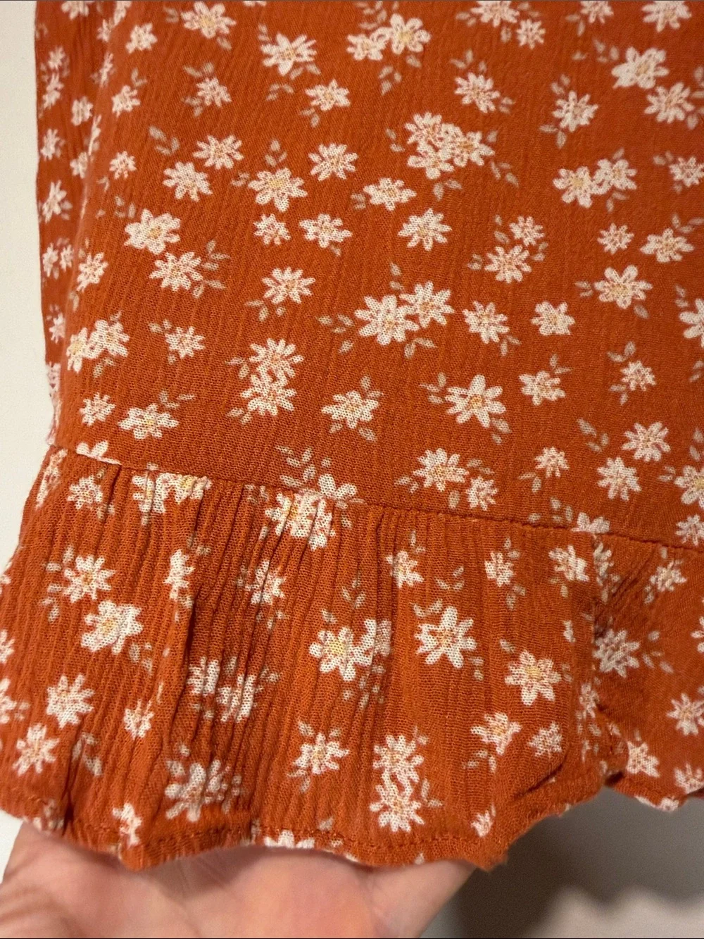 Abercrombie & Fitch Rust Ditzy Floral Print Ruffle Hem Mini Skirt Size Small